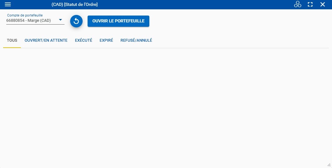 Widget état de l’ordre